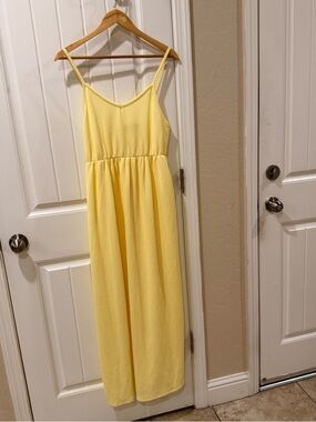 Wandering Dreams Yellow Ribbed Maxi Dress Sleeveless Summer Boho Small